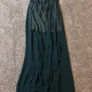 Green Maxi Chiffon strapless dress - Women
